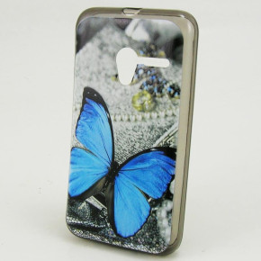Силиконов гръб ТПУ за Alcatel OneTouch POP 3 5.0 5015D сив със синя пеперуда